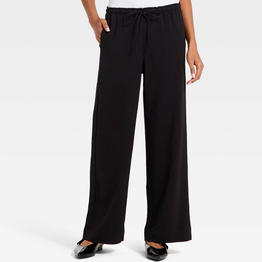 a new day Black Wide-Leg Drawstring Pants